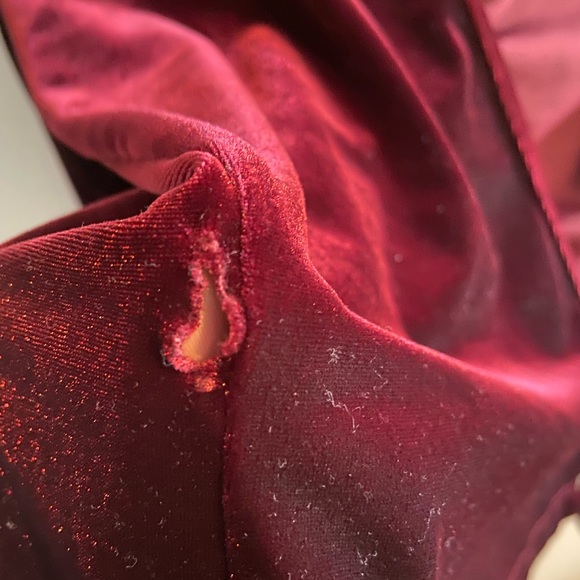 American Apparel Red Velvet Wrap Tie Waist Top - Picture 4 of 6